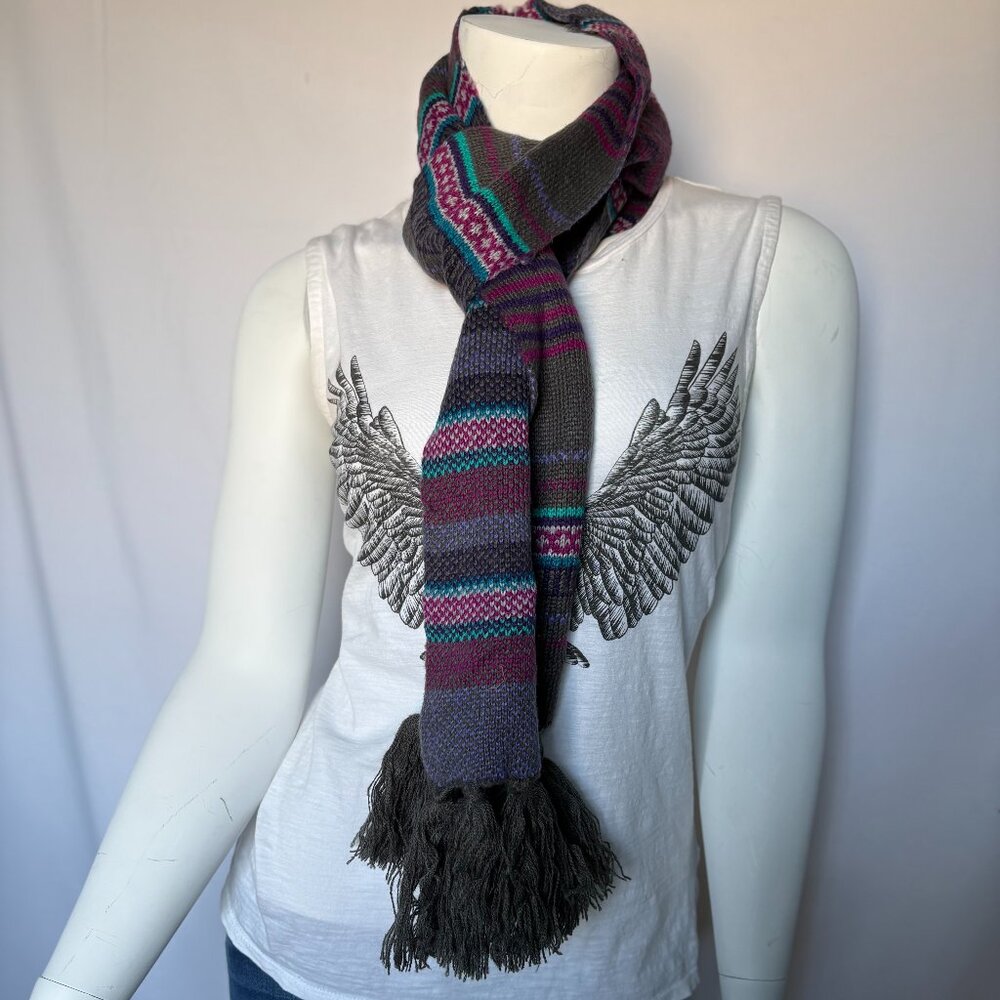 Bohemian Knit Scarf with Tassel Fringe